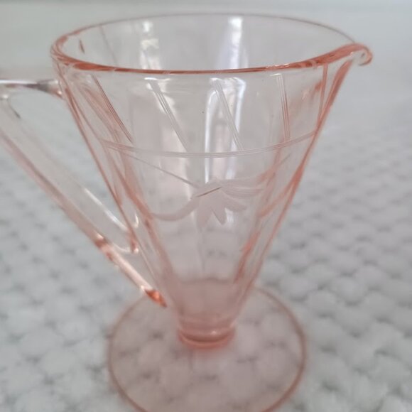 Vintage Soft Pink Art Deco Style Open Cream and Sugar Set - Picture 4 of 8